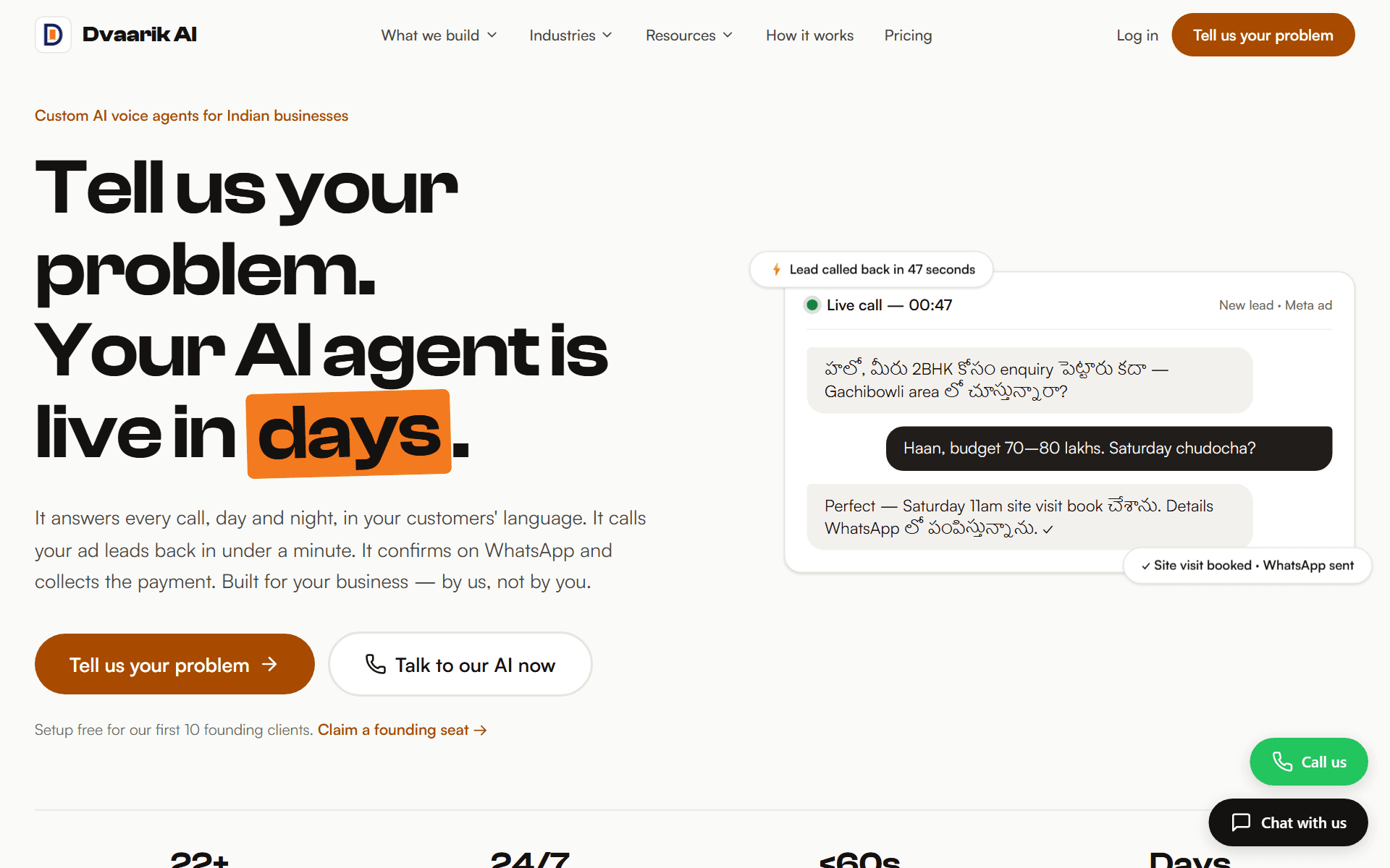 Screenshot of the Dvaarik AI website